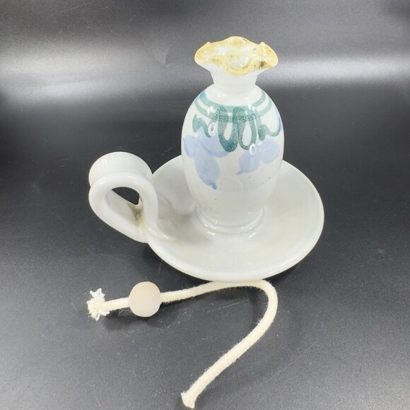 Dick Lehman Studio Art Pottery Oil Lamp Goshen Indiana New Unused Lamp VTG - Picture 10 of 15
